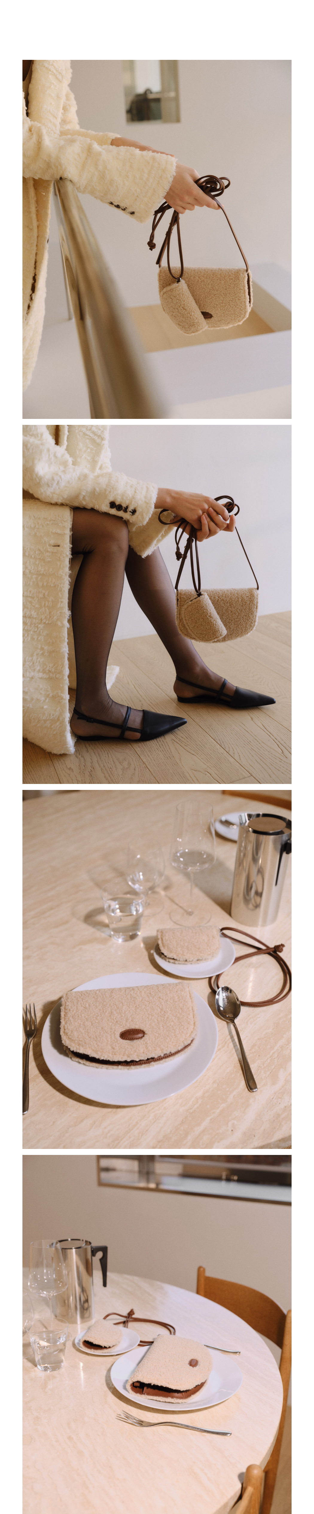 로서울]Mini Saddle card wallet Fluffy Beige