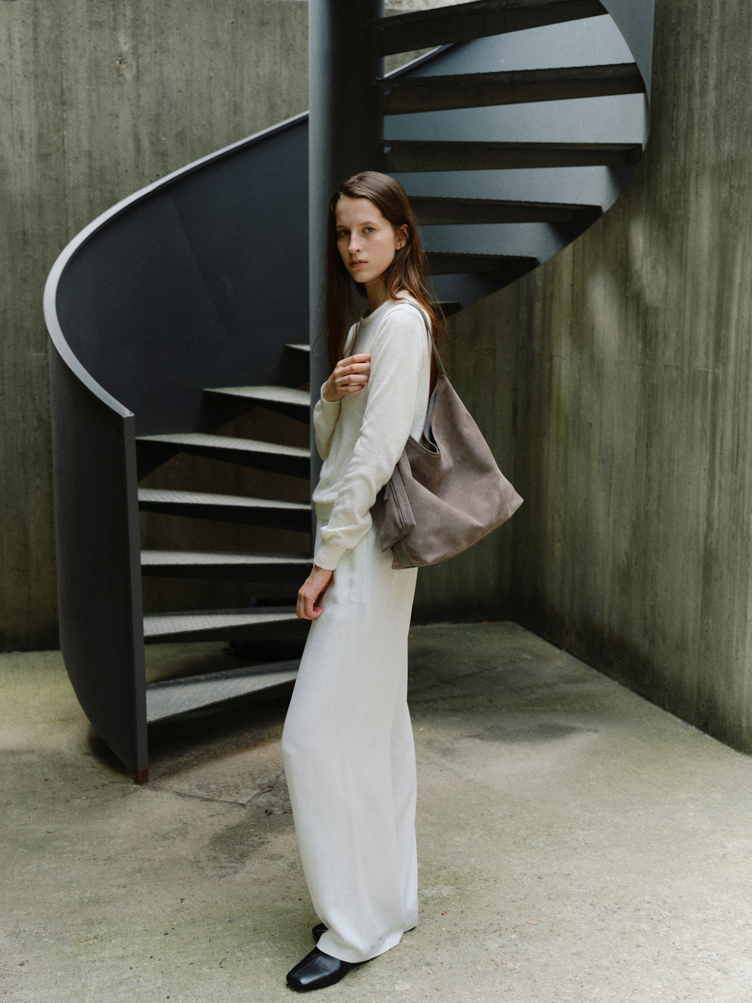 ROH SEOUL STORE - Pulpy hobo bag Suede Mocha tint gray - ROH SEOUL