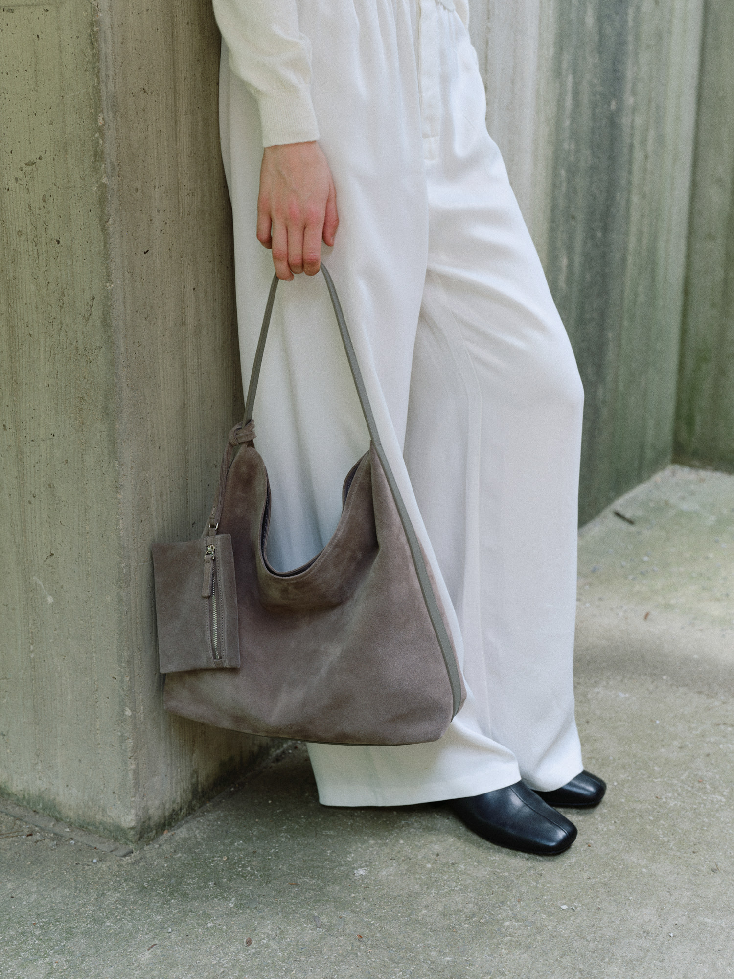 ROH SEOUL STORE - Pulpy hobo bag Suede Mocha tint gray - ROH SEOUL