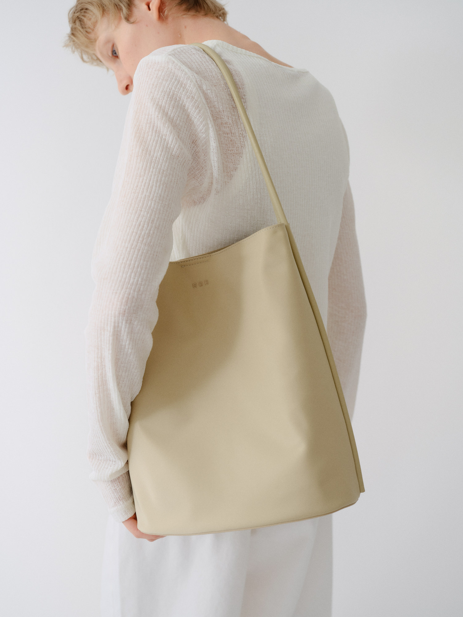 ROH SEOUL STORE - Large Mug shoulder bag Nylon Neutral oat - ROH SEOUL