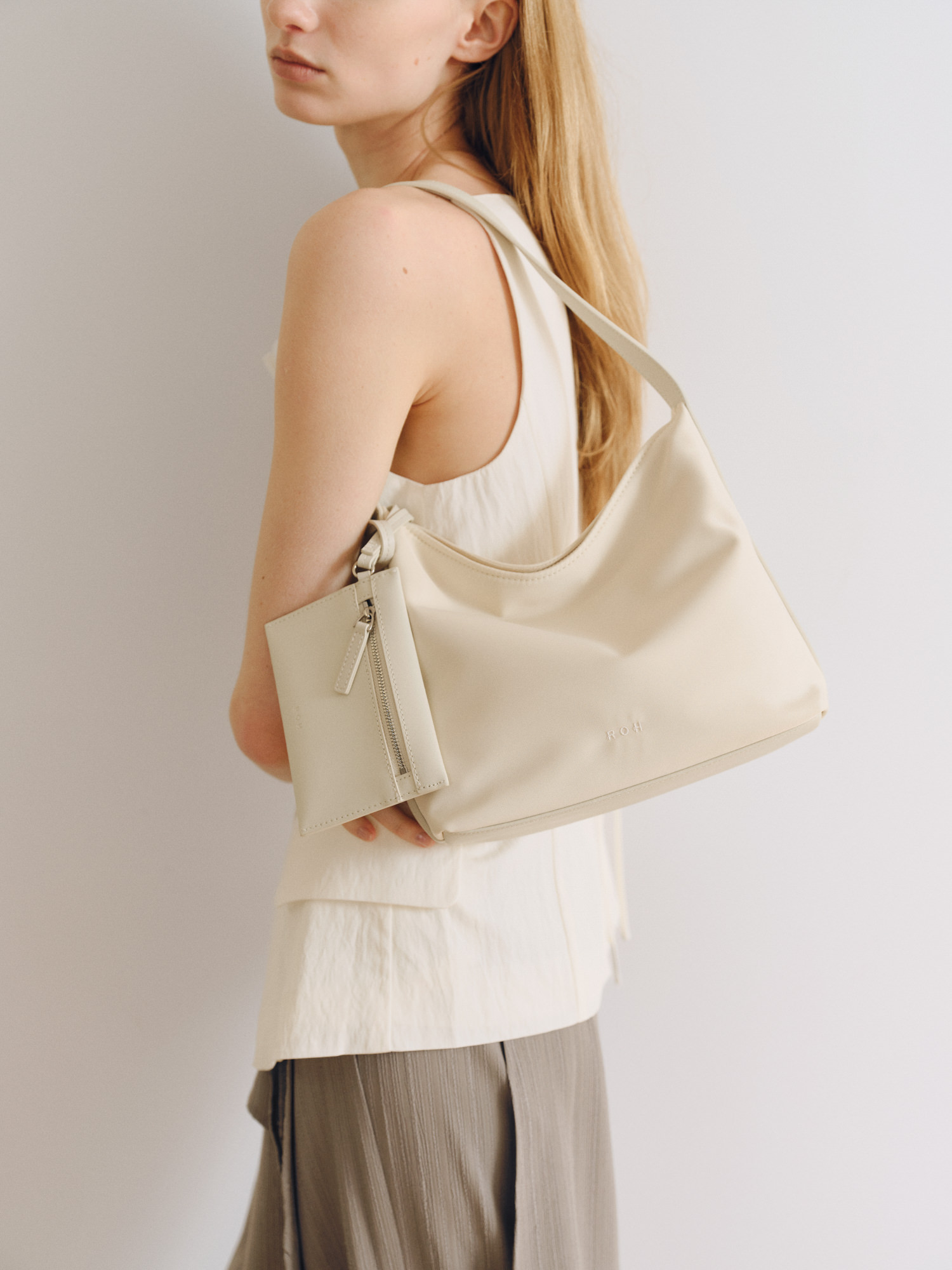 【ROH SEOUL】 MINI PULPY HOBO BAG NYLON ROH SEOUL STORE - Mini pulpy hobo bag Nylon Ivory - ROH SEOUL