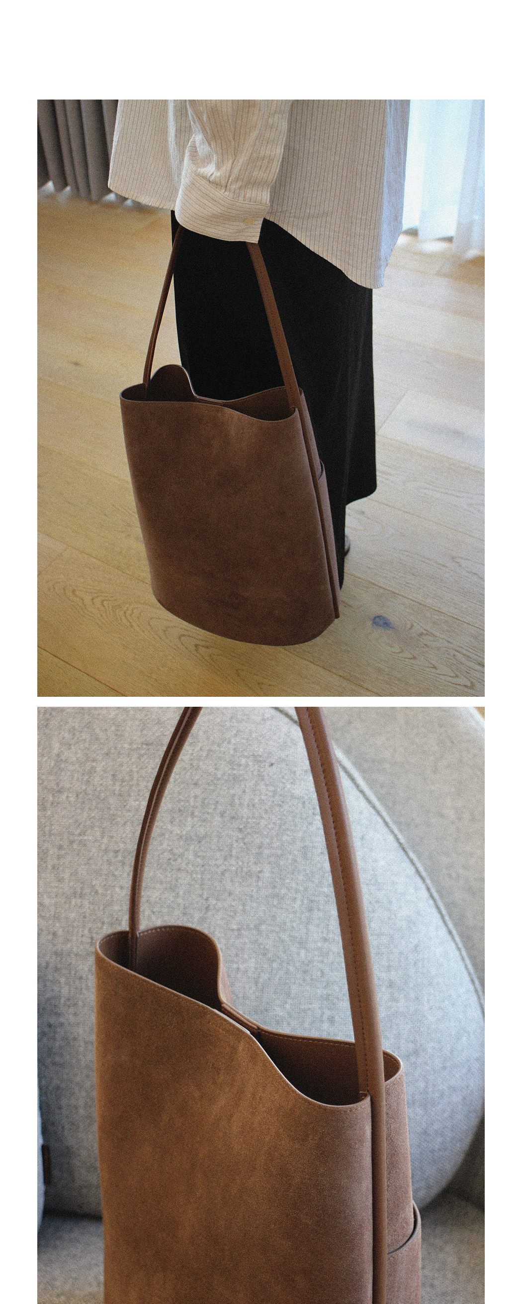 로서울(ROH SEOUL) Large Mug shoulder bag Suede Chestnut - 사이즈